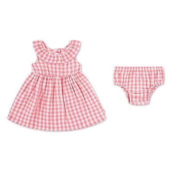 Newborn Baby Girls Huggies Babywear® Seersucker Gingham Ruffle Dress & Bloomers 2 pc Set
