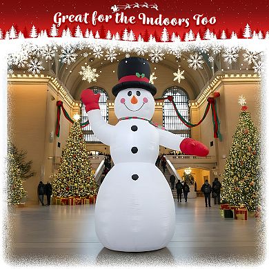 G128 14.76 ft H Snowman Christmas Inflatable Decor with LED Lights