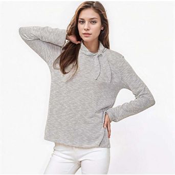 Self-tie Mock Neck Sweater Top