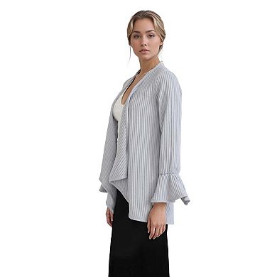 Open Front Ruffle Sleeve Cardigan