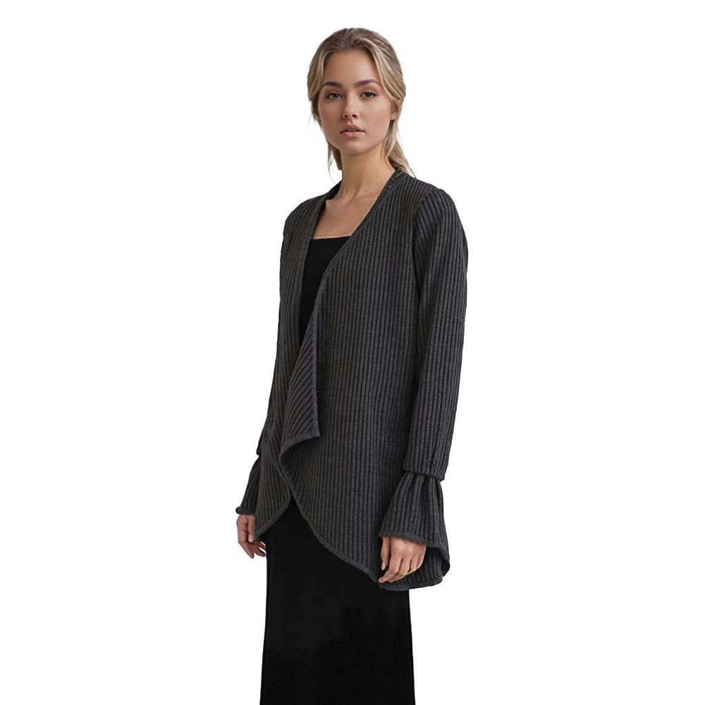 Open Front Ruffle Sleeve Cardigan