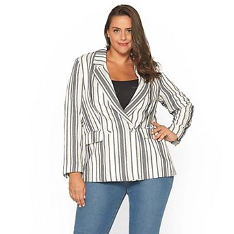 Plus Size Stripe Blazer