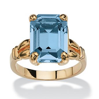 PalmBeach Jewelry Yellow Gold-plated Emerald Cut Simulated Birthstone Ring Sizes 5-10