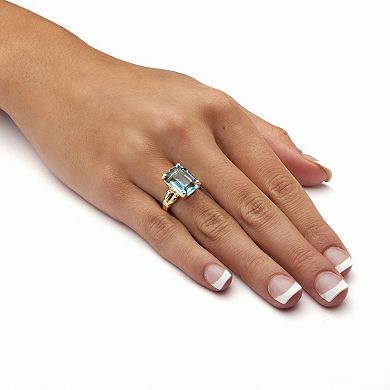 PalmBeach Jewelry Yellow Gold-plated Emerald Cut Simulated Birthstone Ring Sizes 5-10