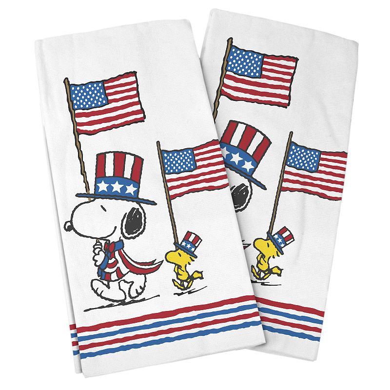 Best Brands Peanuts Americana 2-Pack Kitchen Towel Set, White
