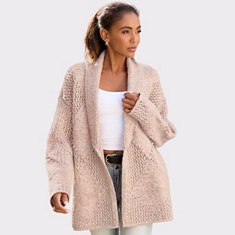 Lascana Women's Diamond Open Work Knit Cardigan
