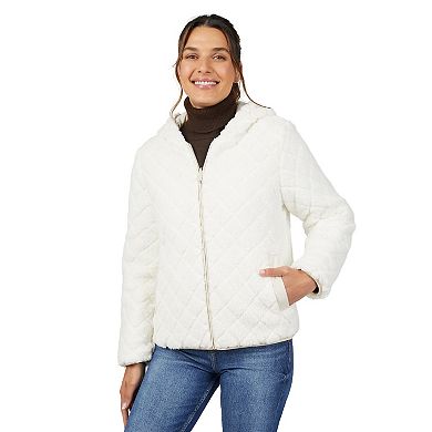 Free Country Women's Hooded Cirrus Quilted Reversible Jacket