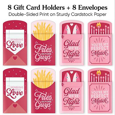 Big Dot of Happiness Assorted Perfect Pair Galentine's Day Gift Card Holders, Nifty Gifty Pack, 8 ct