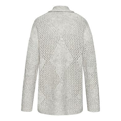 Lascana Women's Diamond Open Work Knit Cardigan