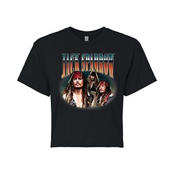 Juniors' Disney's Pirates of the Caribbean Jack Sparrow Cropped Tee