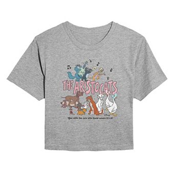 Juniors' Disney's The Aristocats Group Distressed Cropped Tee