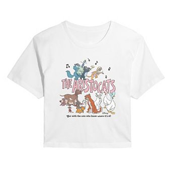 Juniors' Disney's The Aristocats Group Distressed Cropped Tee