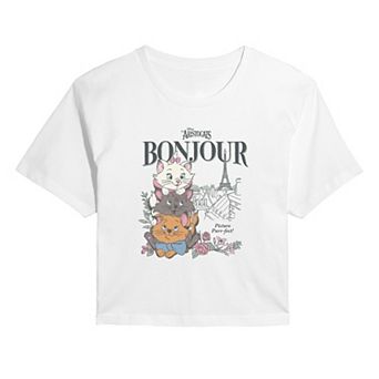 Juniors' Disney's The Aristocats Bonjour Cropped Tee