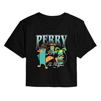 Juniors' Phineas and Ferb Perry The Platypus Bootleg Cropped Tee