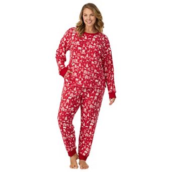 Plus Size Cuddl Duds® Pajama Knit Crewneck Top & Pajama Jogger Set
