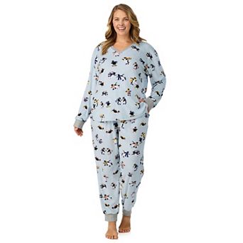 Plus Size Cuddl Duds® V-Neck Pajama Top & Pajama Joggers Set