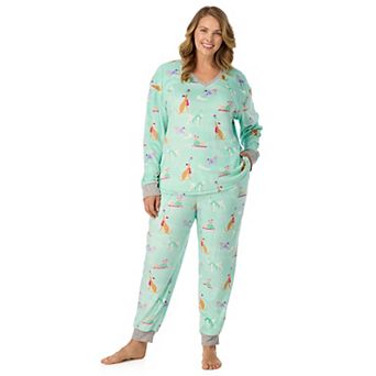 Plus Size Cuddl Duds® V-Neck Pajama Top & Pajama Joggers Set