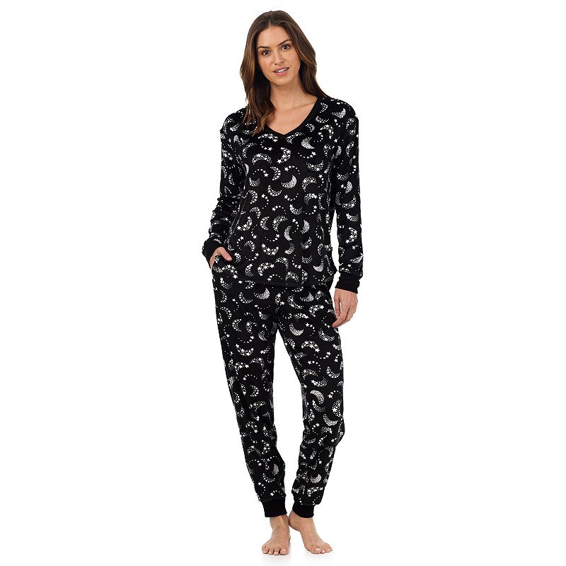 Petite Cuddl Duds® V-Neck Pajama Top & Pajama Joggers Set, Women's,