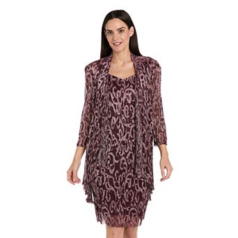 Petite R&M Richards 2 pc Swirl Print Jacket & Dress Set