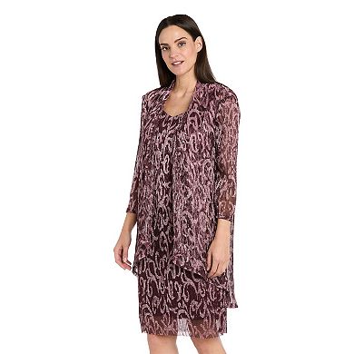 Petite R&M Richards 2-Piece Swirl Print Jacket & Dress Set