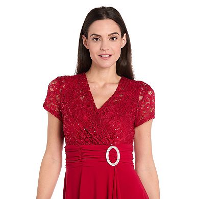 Petite R&M Richards Lace & ITY Cascade Wrap Dress