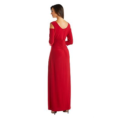 Petite R&M Richards Long Empire Waist Cold Shoulder Dress