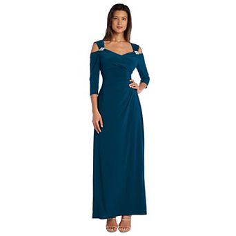 Petite R&M Richards Long Empire Waist Cold Shoulder Dress
