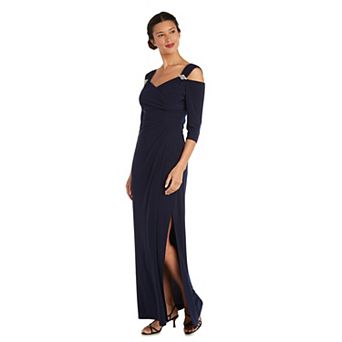 Petite R&M Richards Long Empire Waist Cold Shoulder Dress