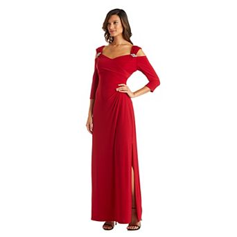 Petite R&M Richards Long Empire Waist Cold Shoulder Dress