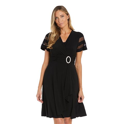 Женские платья R&M Petite R&M Richards Sheer Sleeve Detail Cascade Wrap Dress