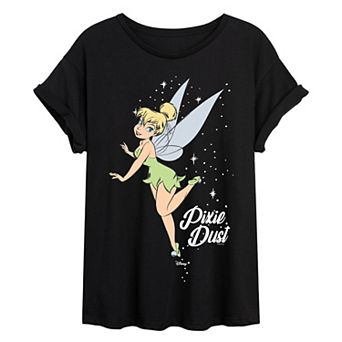 Juniors' Disney's Tinker Bell Pixie Dust Oversized Tee