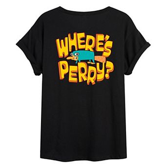 Juniors' Disney's Phineas and Ferb Where's Perry? Oversized Tee