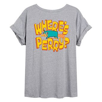 Juniors' Disney's Phineas and Ferb Where's Perry? Oversized Tee