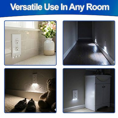 3 LED Cover Plate Nightlight Easy Install No Wires, Energy Efficient 4 Pack