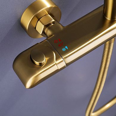 Modern Wall-Mounted Thermostatic Bathroom Shower Set with Handheld Shower