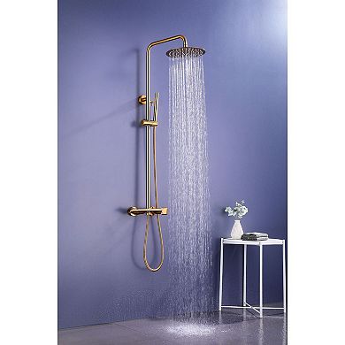 Modern Wall-Mounted Thermostatic Bathroom Shower Set with Handheld Shower