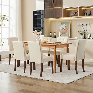 Upholstered Dining Chairs Set of 2/4/6, Tufted Parsons Kitchen Chair with Wood Legs, Button Tufted