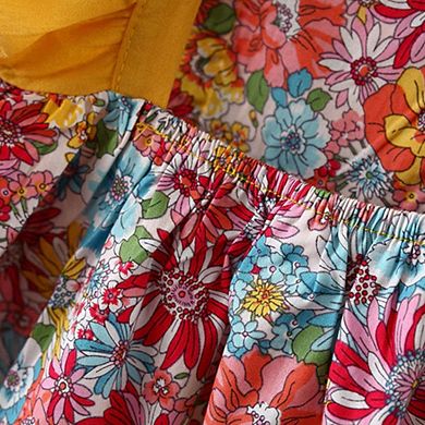 Baby Girl Flower Pattern Butterfly Sleeve Design Cute Dress With Hat