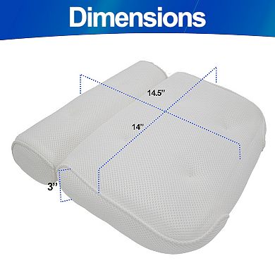 Tub Headrest Pillow 6 Suction Cups, Quick Dry Mesh, Machine Washable for Bathtub Soaking