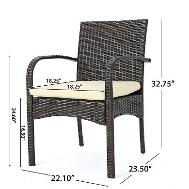 Outdoor Dining Chair Set, Wicker & Aluminum Frame with Removable Cushions