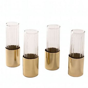 Fluted Glass Bud Vases Set of 4