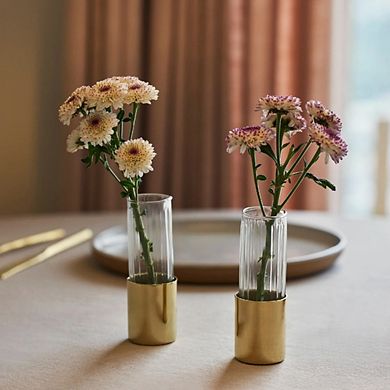 Fluted Glass Bud Vases Set of 4