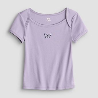 Girls 7-20 SO® Picot Trim Top in Regular & Plus Size