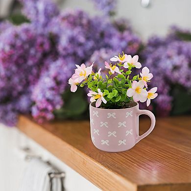 Bow Mug Planter with Artificial Plant