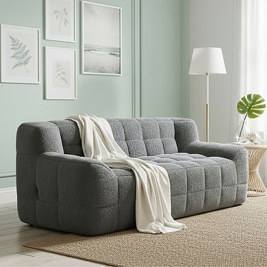 GOMYHOME 64.5" Modern Dark Grey Bouclé Loveseat