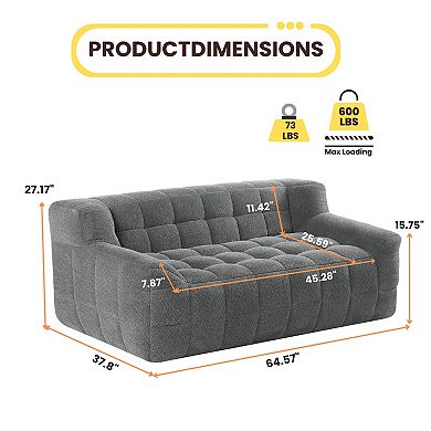 GOMYHOME 64.5" Modern Dark Grey Bouclé Loveseat