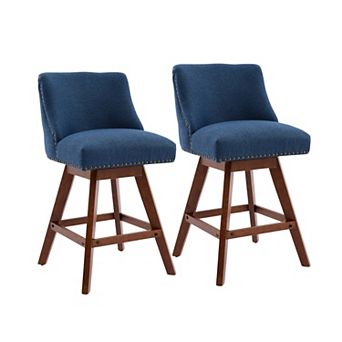 GOMYHOME 26" Swivel Counter Height Bar Stools Set of 2, Upholstered Fabric Kitchen Island Chairs