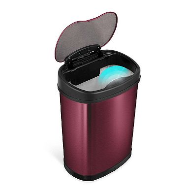 Ninestars Modern Oval 4-Gallon Rose Gold Stainless Steel Sensor Trash Can
