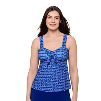 Women's Bal Harbour Tie Front Babydoll Tankini Swimsuit Top