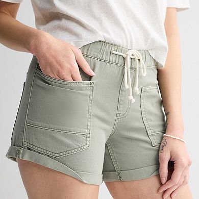 Juniors' Project Indigo Mid Rise Barrel Shorts